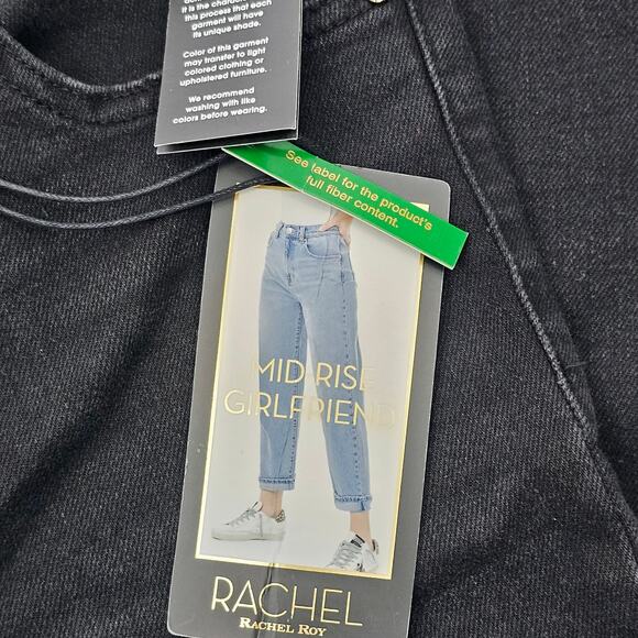 Rachel Roy Kindness Women's Black Mid-Rise Girlfriend Distressed Jeans Size 6/28 - Picture 4 of 16